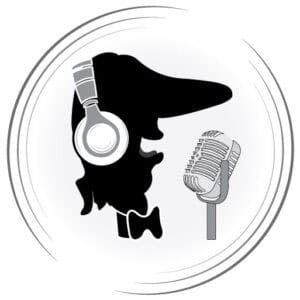 Gray-scale Podcasting Store logo